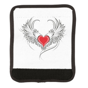 Red Angel Heart with wings Luggage Handle Wrap