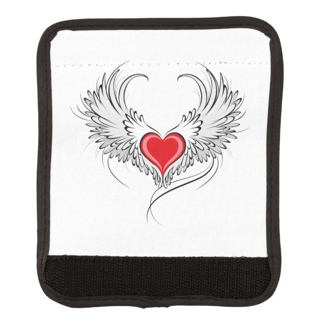 Red Angel Heart with wings Luggage Handle Wrap (Front)