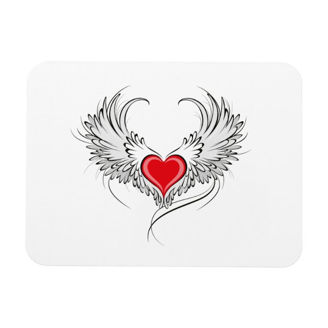 Red Angel Heart with wings Magnet (Horizontal)