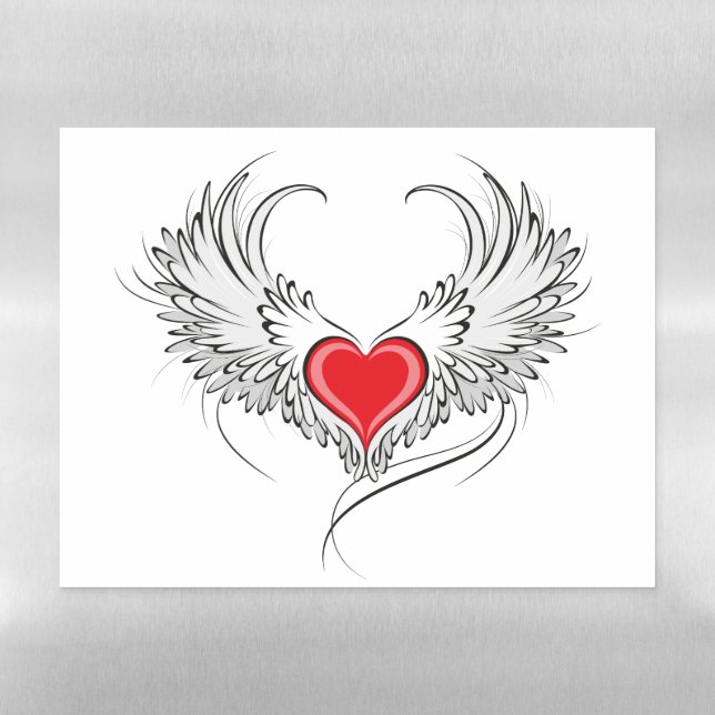 Red Angel Heart with wings Magnetic Dry Erase Sheet (Horizontal)