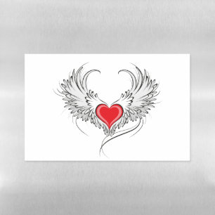 Red Angel Heart with wings Magnetic Dry Erase Sheet