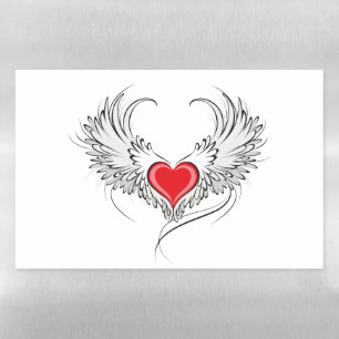 Red Angel Heart with wings Magnetic Dry Erase Sheet