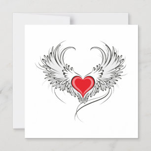 Red Angel Heart with wings Magnetic Invitation