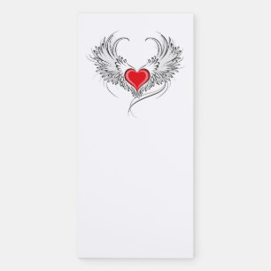 Red Angel Heart with wings Magnetic Notepad