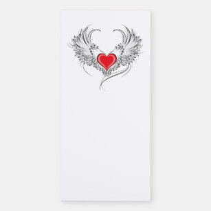 Red Angel Heart with wings Magnetic Notepad