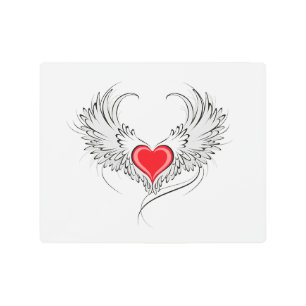Red Angel Heart with wings Metal Print