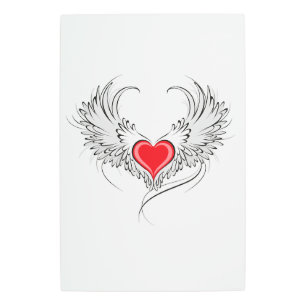 Red Angel Heart with wings Metal Print