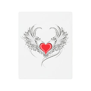 Red Angel Heart with wings Metal Print