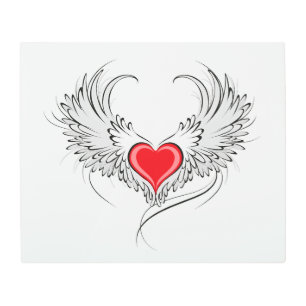 Red Angel Heart with wings Metal Print