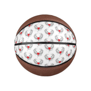 Red Angel Heart with wings Mini Basketball