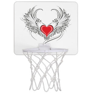 Red Angel Heart with wings Mini Basketball Hoop
