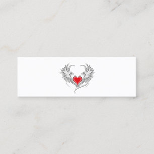 Red Angel Heart with wings Mini Business Card