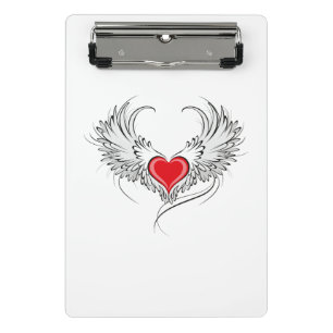 Red Angel Heart with wings Mini Clipboard