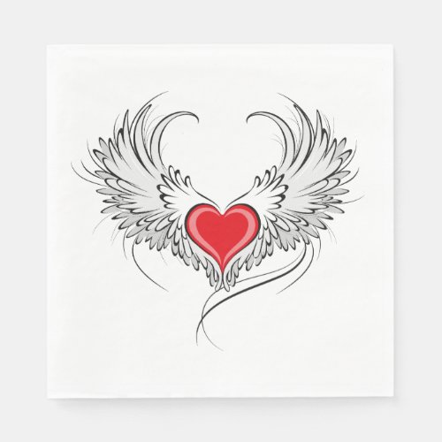 Red Angel Heart with wings Napkins