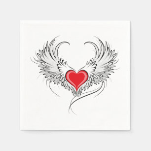 Red Angel Heart with wings Napkins