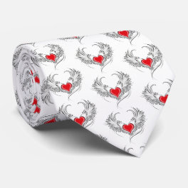Red Angel Heart with wings Neck Tie