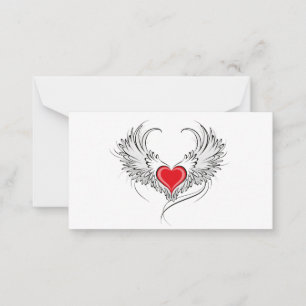 Red Angel Heart with wings Note Card