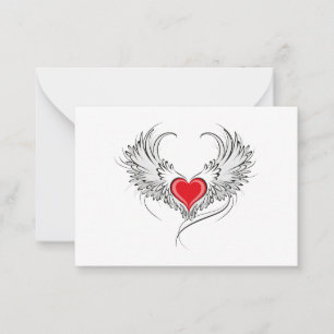 Red Angel Heart with wings Note Card