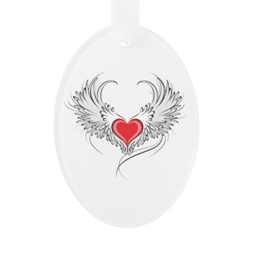 Red Angel Heart with wings Ornament