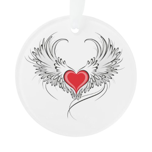 Red Angel Heart with wings Ornament