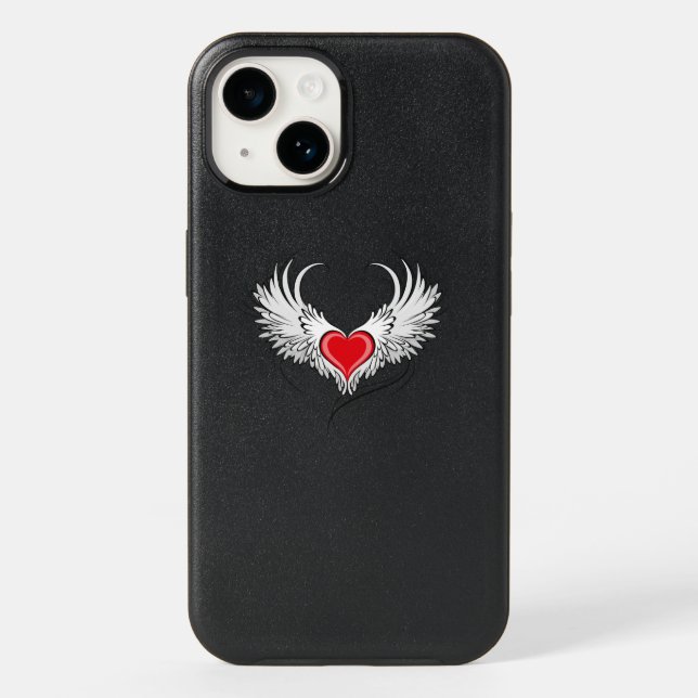 Red Angel Heart with wings Otterbox iPhone Case (Back)