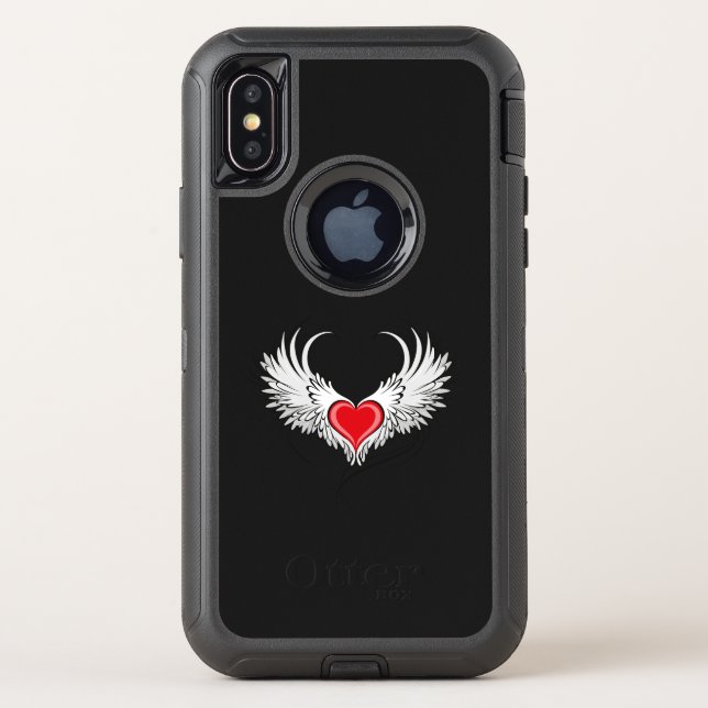 Red Angel Heart with wings Otterbox iPhone Case (Back)