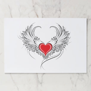 Red Angel Heart with wings Paper Pad