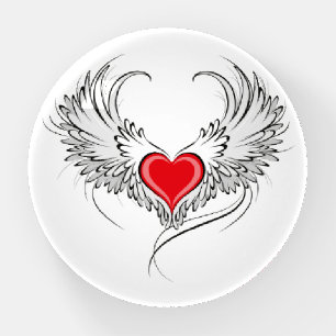 Red Angel Heart with wings Paperweight