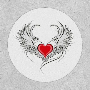 Red Angel Heart with wings Patch