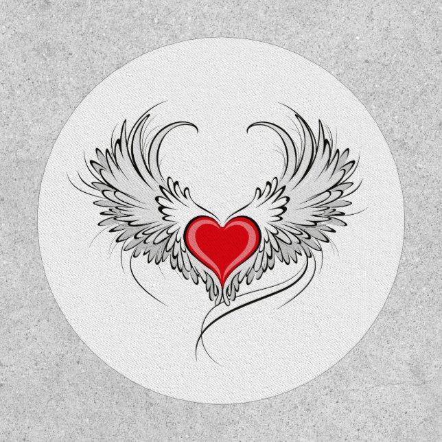 Red Angel Heart with wings Patch (Front)