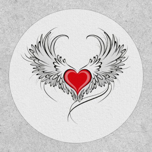 Red Angel Heart with wings Patch