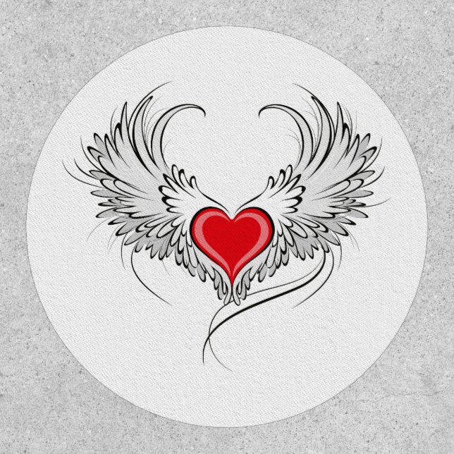 Red Angel Heart with wings Patch (Front)