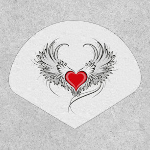 Red Angel Heart with wings Patch