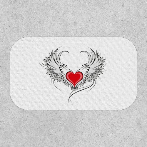 Red Angel Heart with wings Patch