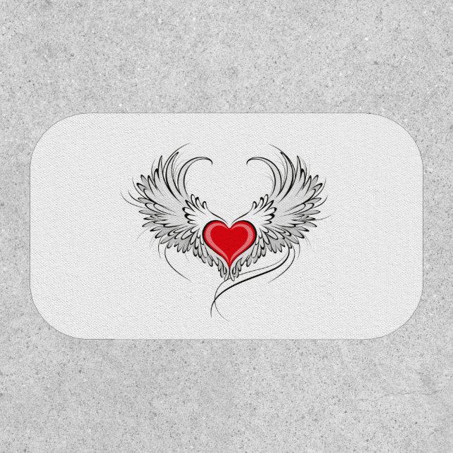 Red Angel Heart with wings Patch (Front)