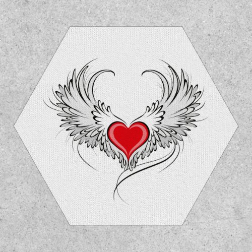 Red Angel Heart with wings Patch