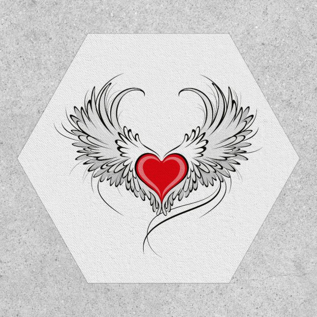 Red Angel Heart with wings Patch (Front)