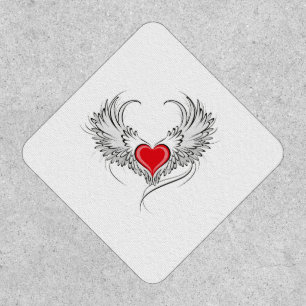 Red Angel Heart with wings Patch