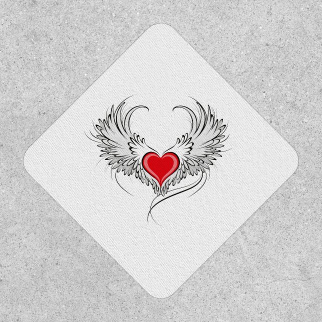 Red Angel Heart with wings Patch (Front)