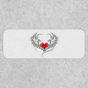 Red Angel Heart with wings Patch