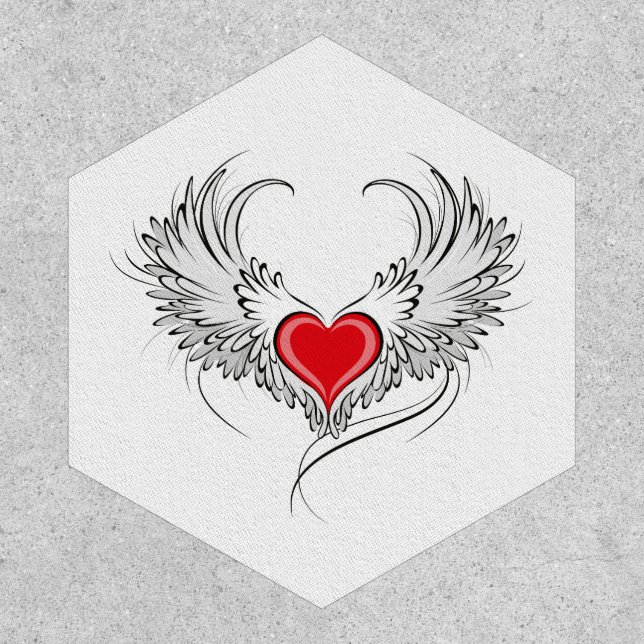 Red Angel Heart with wings Patch (Front)