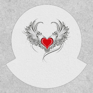 Red Angel Heart with wings Patch