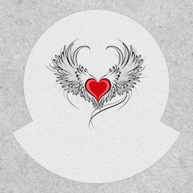 Red Angel Heart with wings Patch (Front)