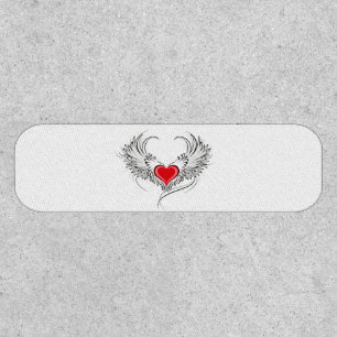 Red Angel Heart with wings Patch