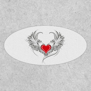 Red Angel Heart with wings Patch