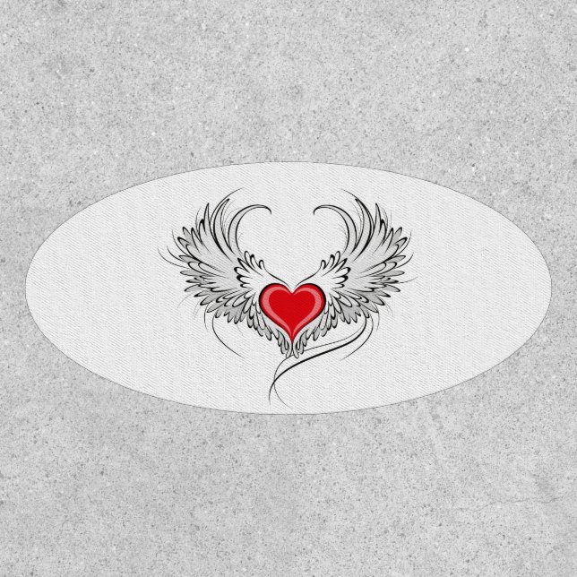 Red Angel Heart with wings Patch (Front)