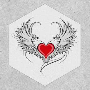 Red Angel Heart with wings Patch