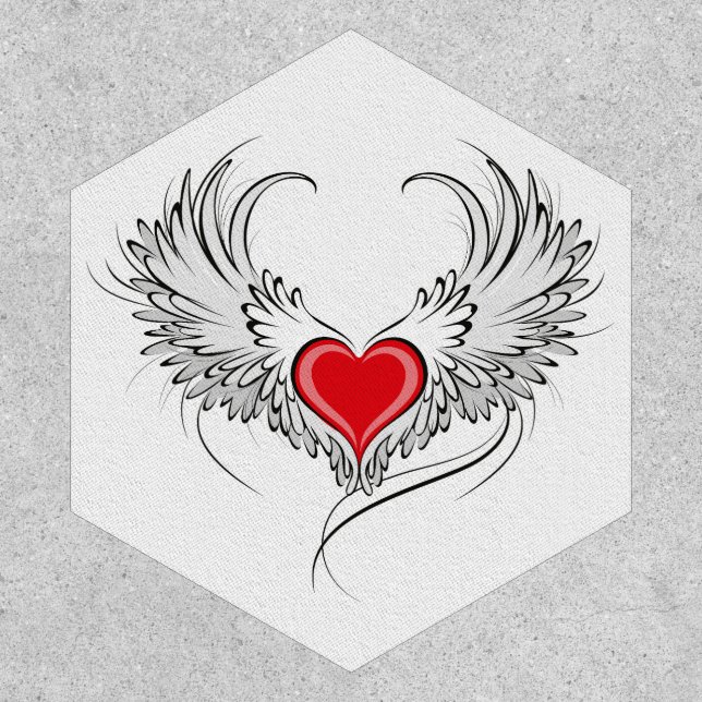 Red Angel Heart with wings Patch (Front)