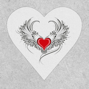 Red Angel Heart with wings Patch