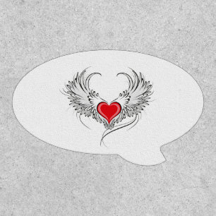 Red Angel Heart with wings Patch